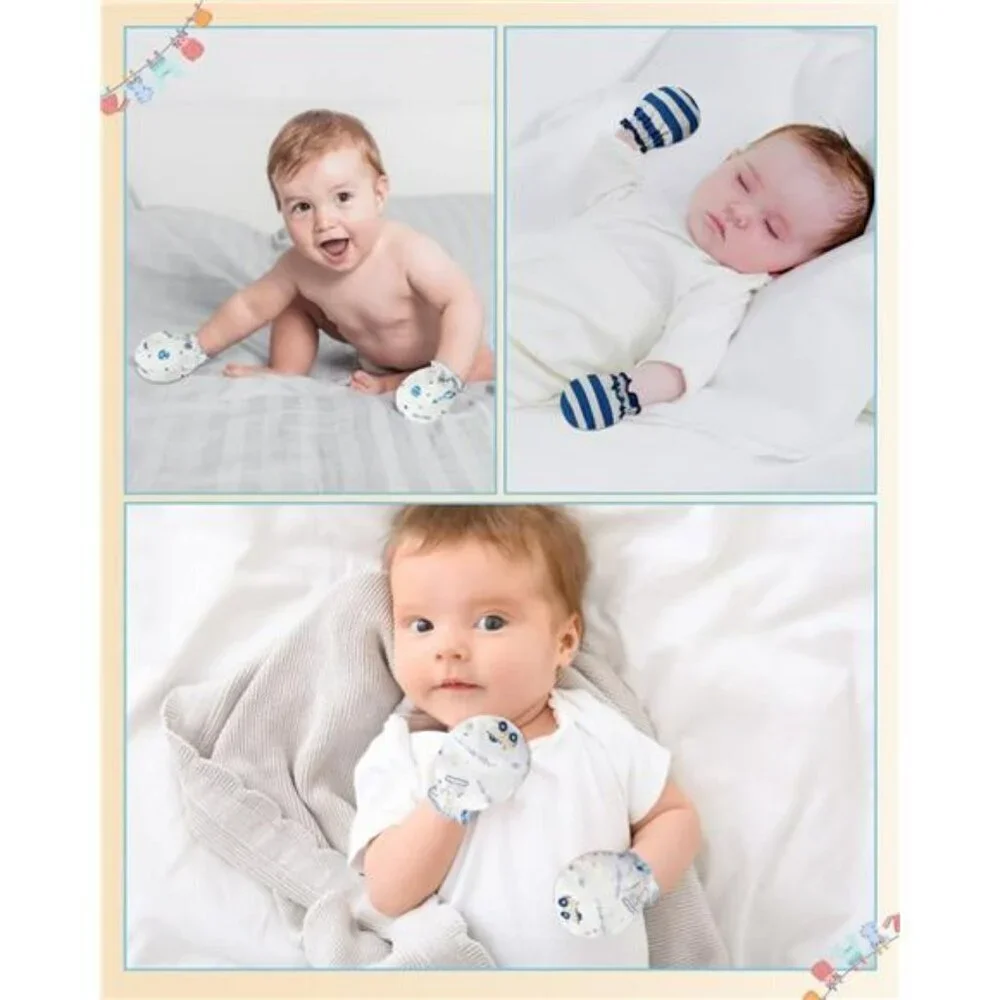 Mittens and Caps 100% Cotton for Newborn Baby 0-6 Months Boys Girls No Scratch